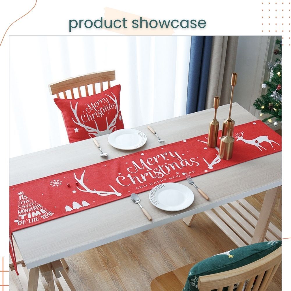 Christmas Theme Knitting Table Cloth with Tassel for Christmas Home Decoration Christmas Party