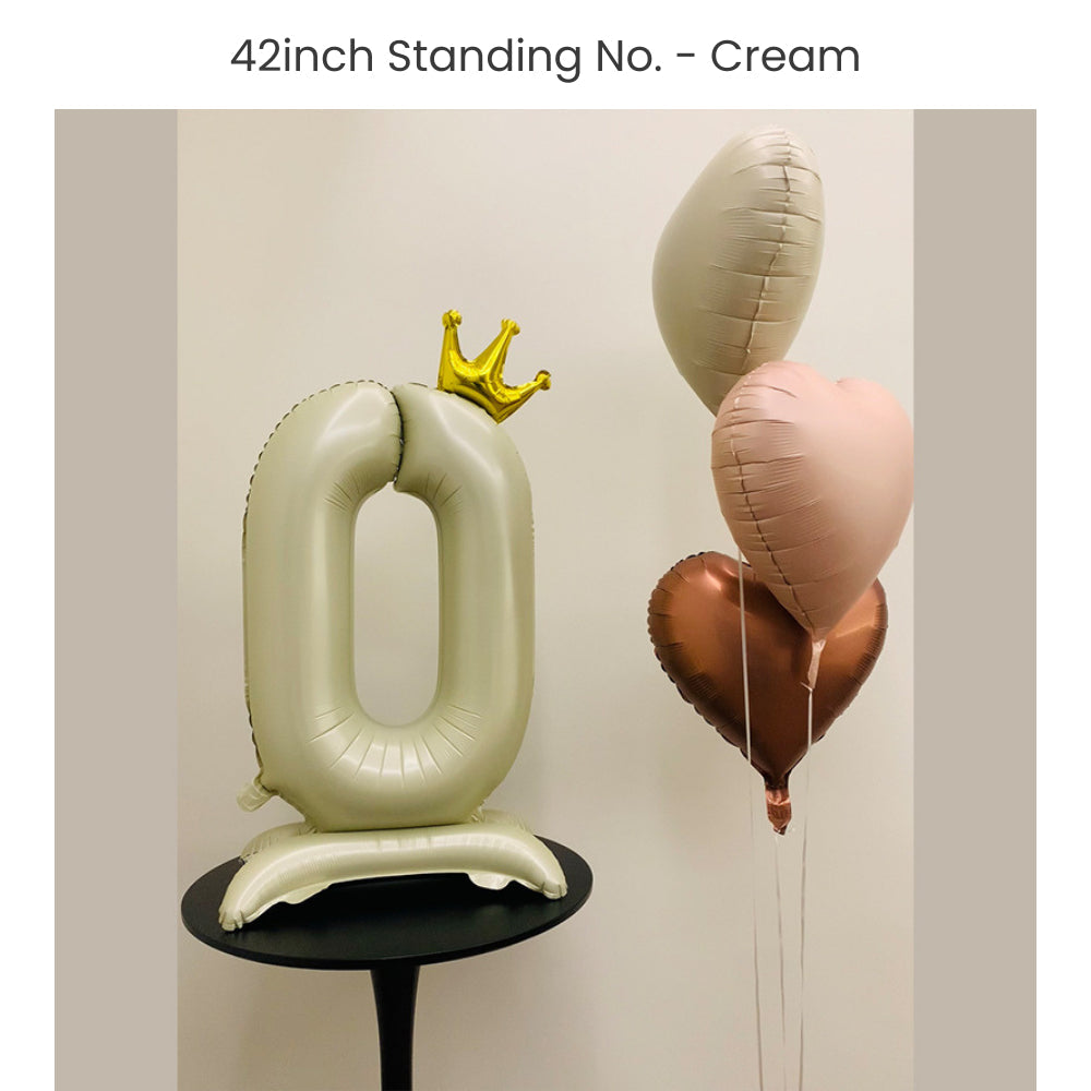 Cream 40 inch standing number balloon with base foil balloon for birthday party decoration