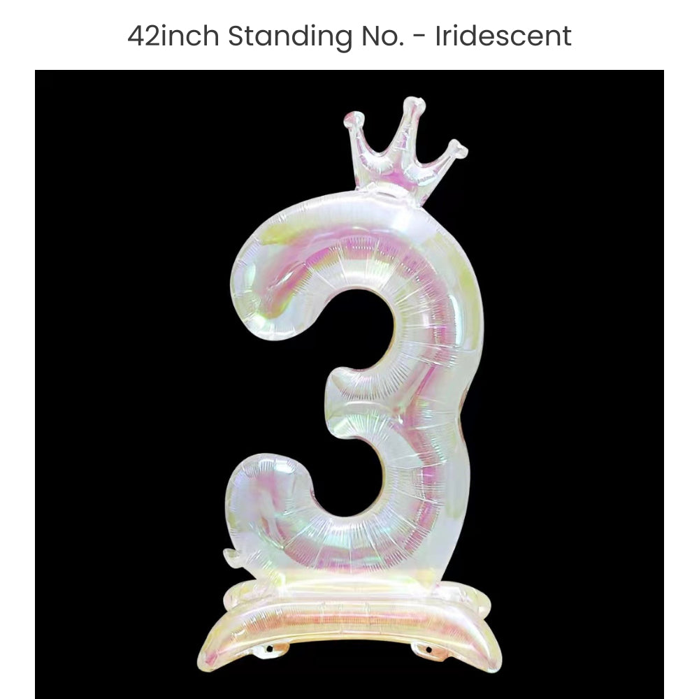 Iridescent 40 inch standing number balloon with base foil balloon for birthday party decoration