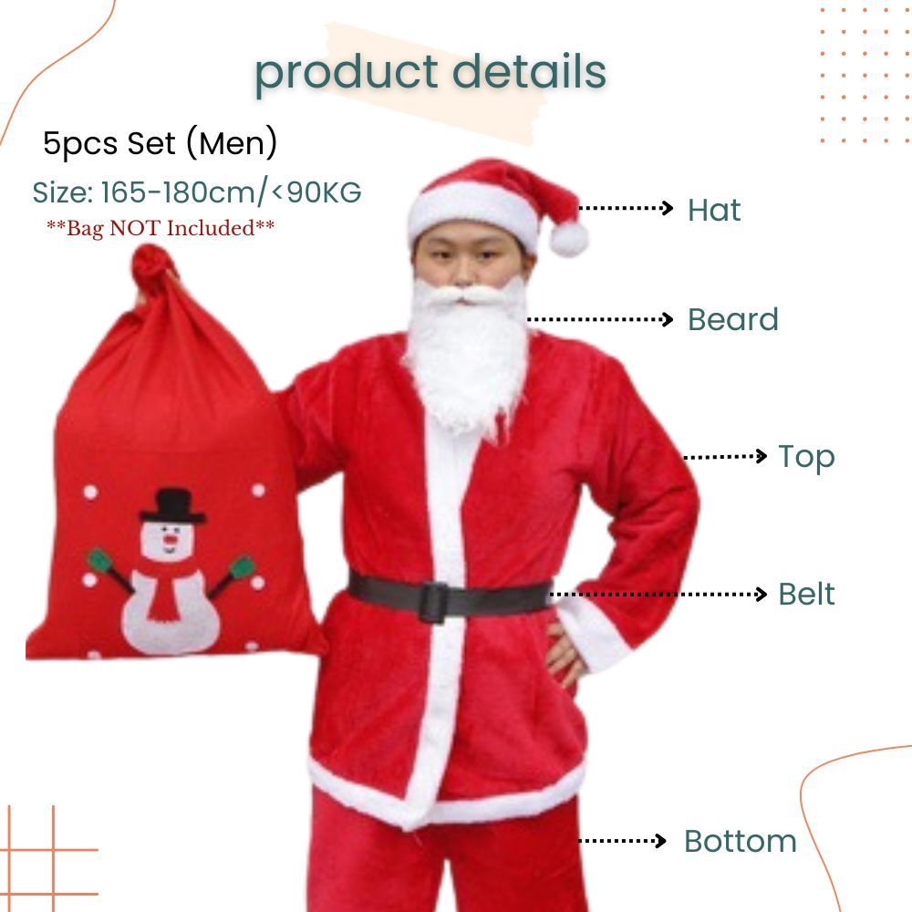Christmas Santa Claus Costume Set KIds Women Men for Christmas Dress Up Party Costume
