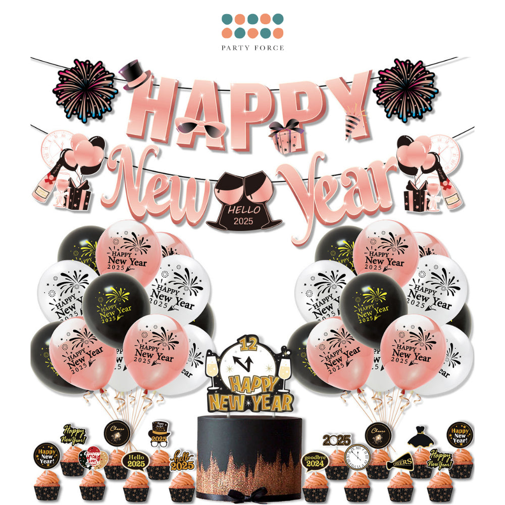 Happy New Year 2025 Balloon Decoration Pack for New Year Celebrations Parties