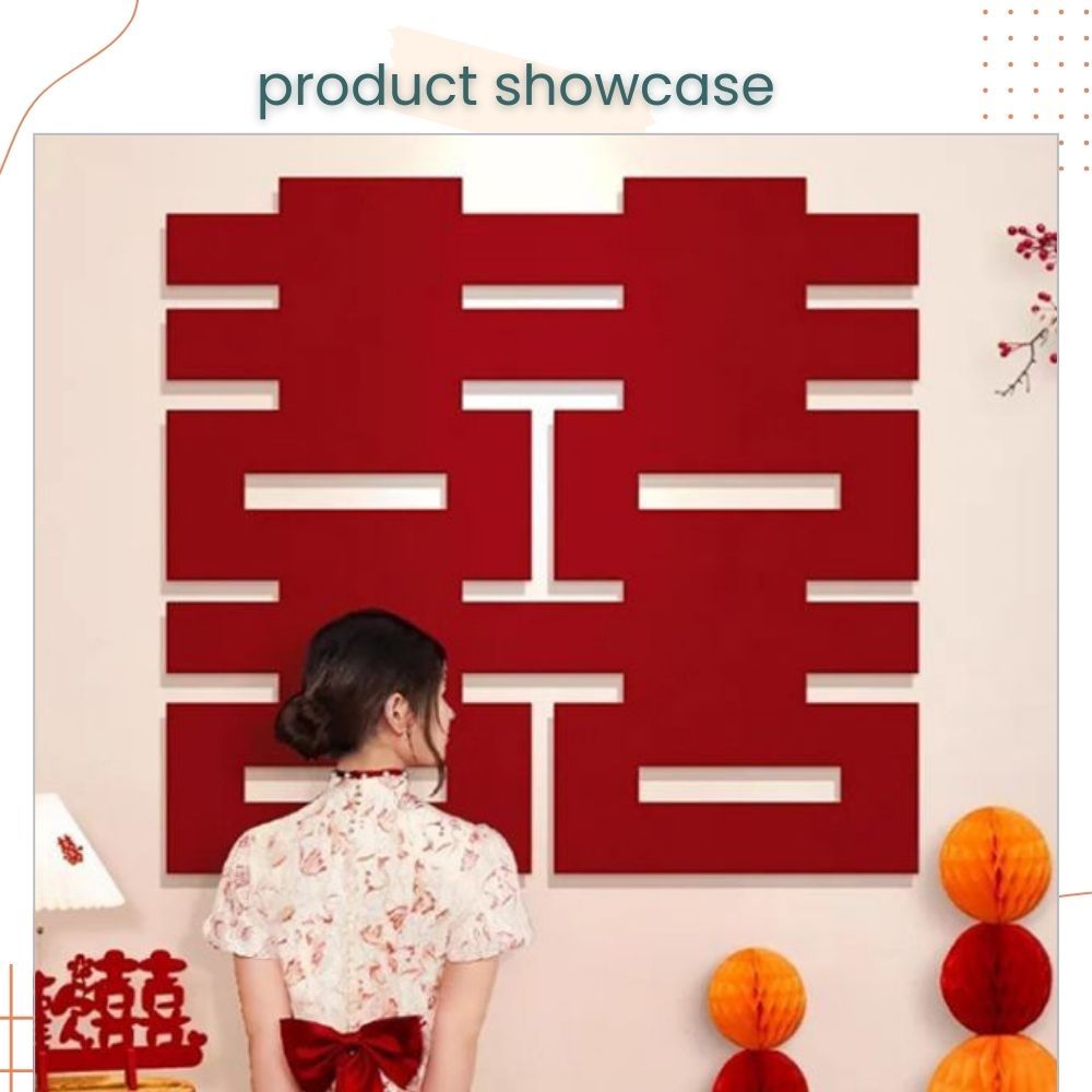 囍 Large Chinese Happiness Word Sticker 120cm Wall Decoration for for Wedding Room Living Room Photo Props