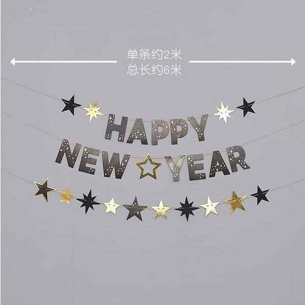 Happy New Year party Decoration Foil Balloon Tableware for New Year Party Decoration