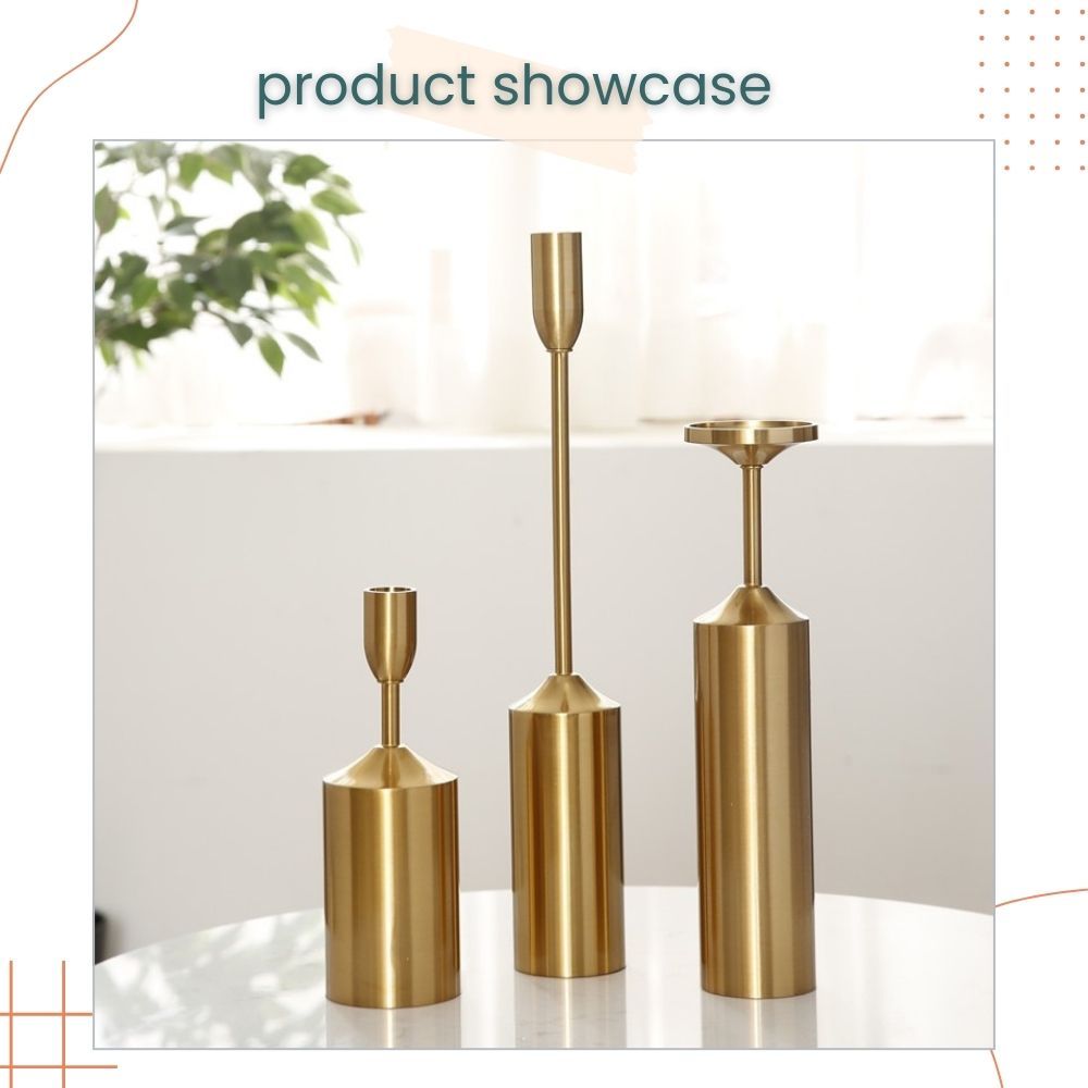 Gold European Style 3pcs set Metal Candlestick Scented Candle for Wedding Birthday Party Living Decoration