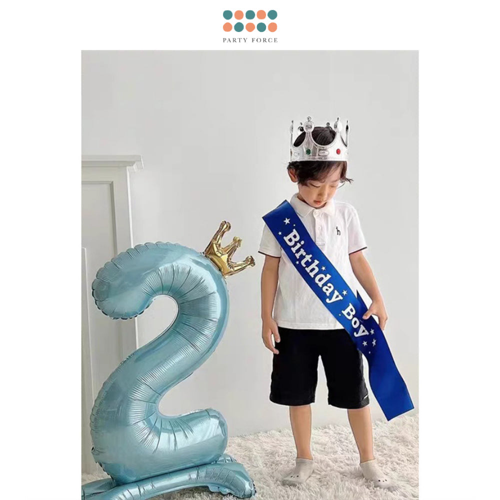 Blue 40 inch standing number balloon with base foil balloon for birthday party decoration