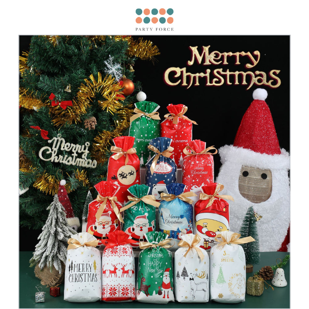Christmas Cute Cartoon Gift Drawstring Packaging Bag for Gift Goodie on Christmas Party Event Celebration