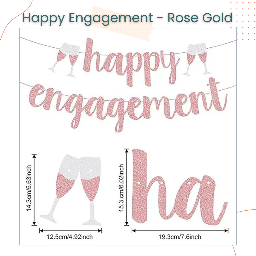 Happy Engagement Champagne Decoration Cardstock Banner