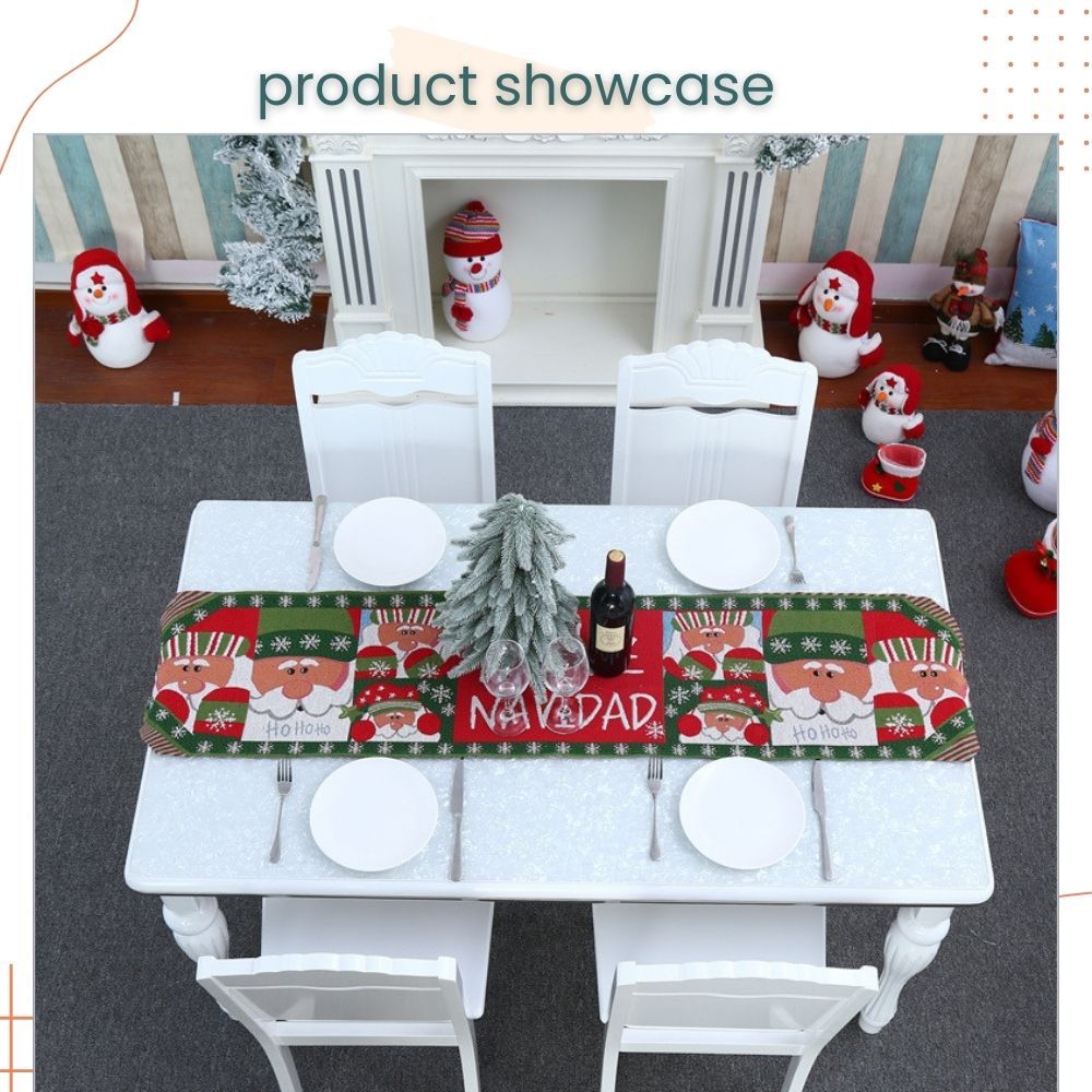 Christmas Theme Knitting Table Cloth with Tassel for Christmas Home Decoration Christmas Party