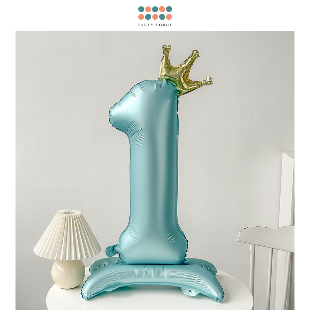 Blue 40 inch standing number balloon with base foil balloon for birthday party decoration