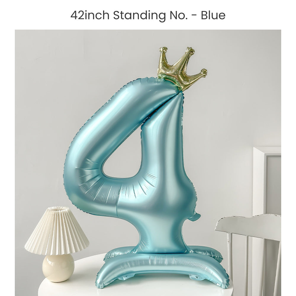 Blue 40 inch standing number balloon with base foil balloon for birthday party decoration