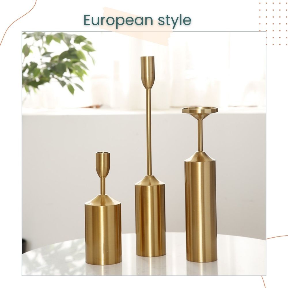Gold European Style 3pcs set Metal Candlestick Scented Candle for Wedding Birthday Party Living Decoration
