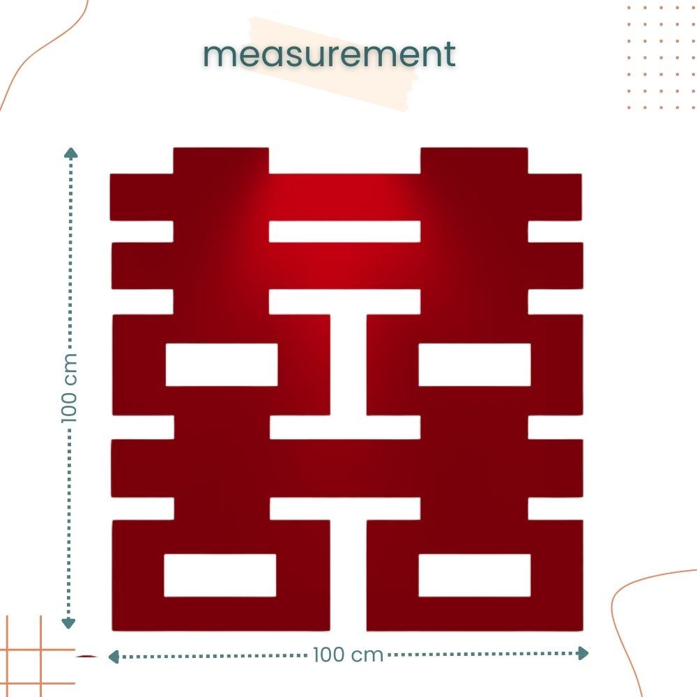 囍 Large Chinese Happiness Word Sticker 120cm Wall Decoration for for Wedding Room Living Room Photo Props