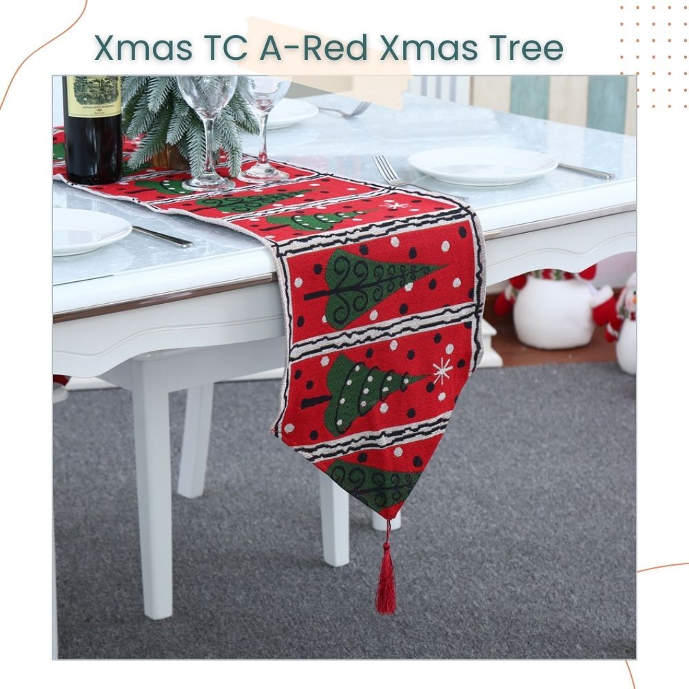 Christmas Theme Knitting Table Cloth with Tassel for Christmas Home Decoration Christmas Party