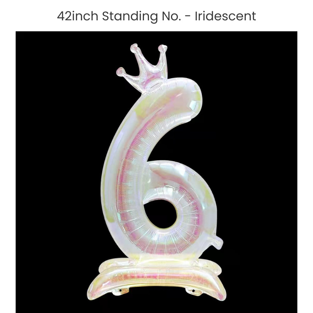 Iridescent 40 inch standing number balloon with base foil balloon for birthday party decoration