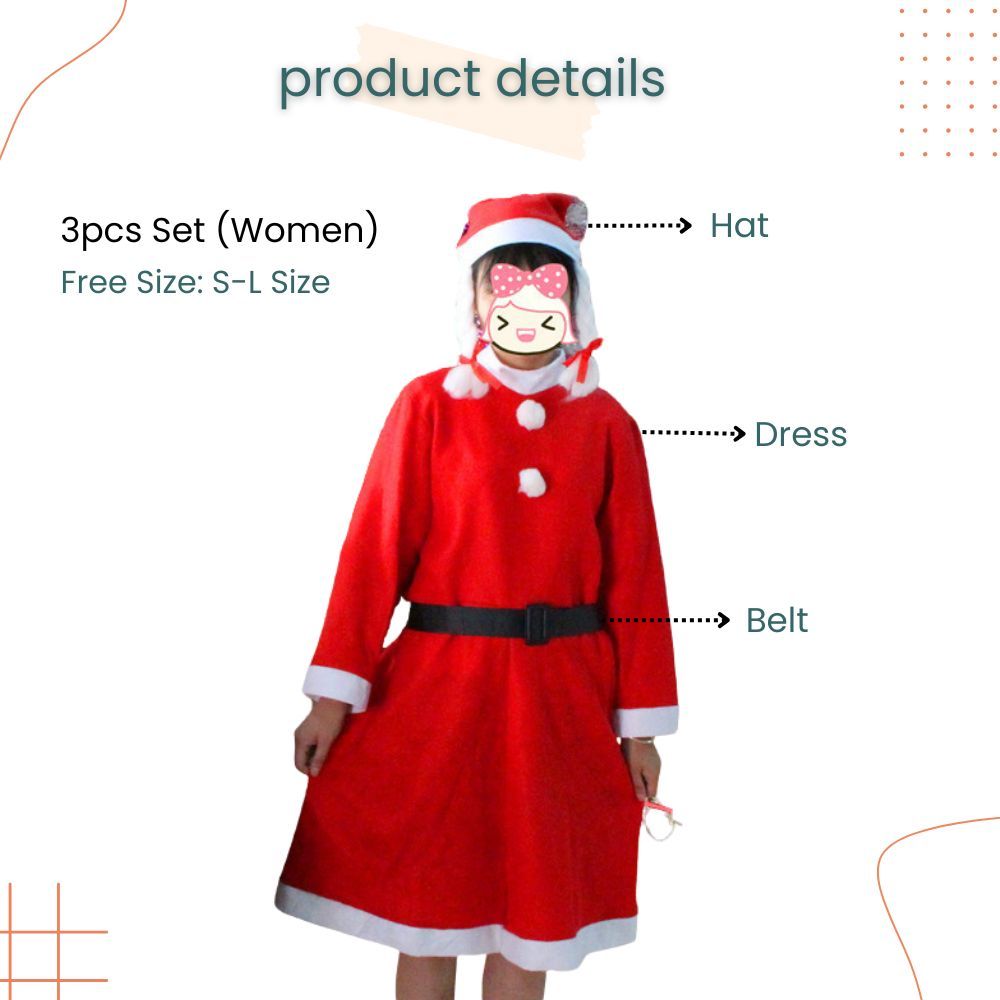 Christmas Santa Claus Costume Set KIds Women Men for Christmas Dress Up Party Costume