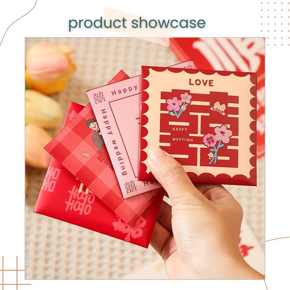 囍 Chinese Red Packet Wedding Cute Angpao for Chinese Wedding Gift Money Envelop Bag