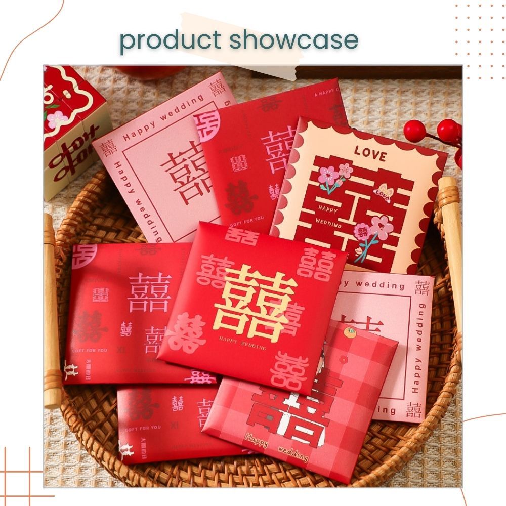 囍 Chinese Red Packet Wedding Cute Angpao for Chinese Wedding Gift Money Envelop Bag
