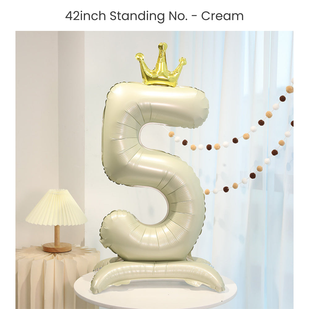 Cream 40 inch standing number balloon with base foil balloon for birthday party decoration