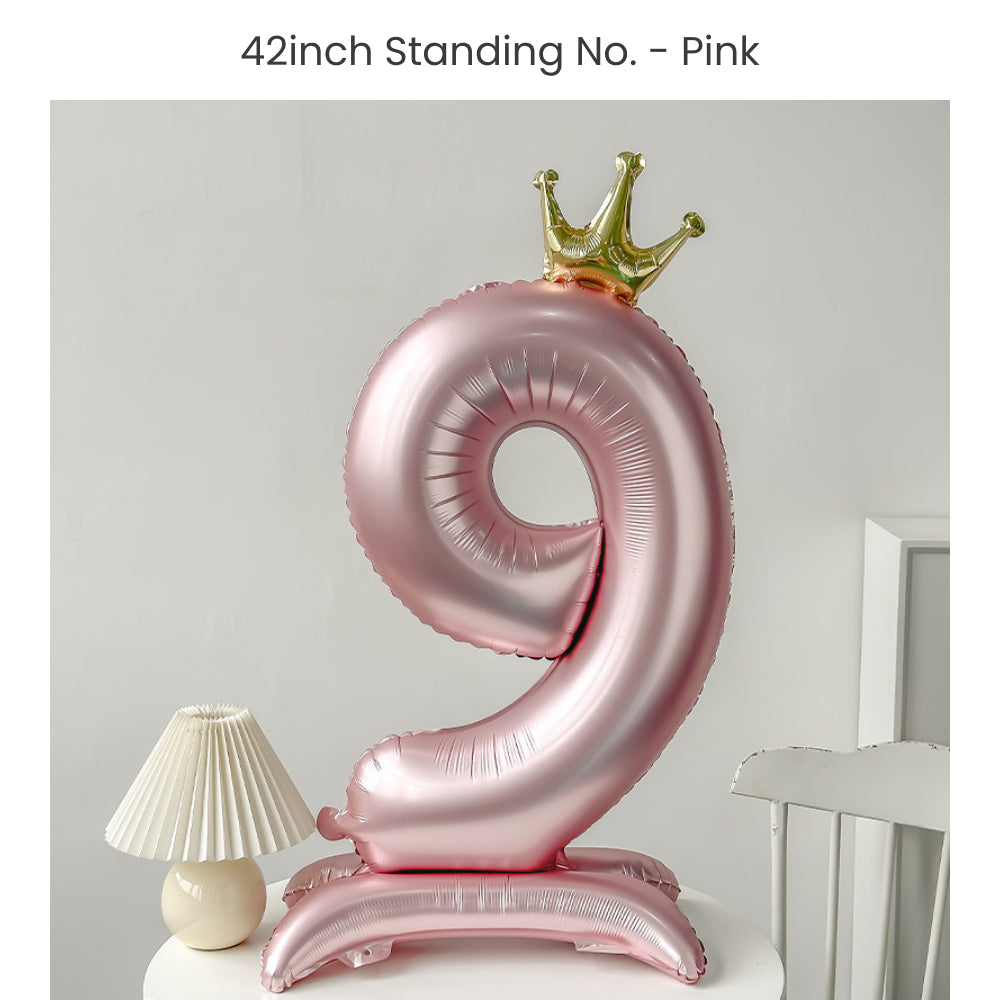 Pink 40 inch standing number balloon with base foil balloon for birthday party decoration