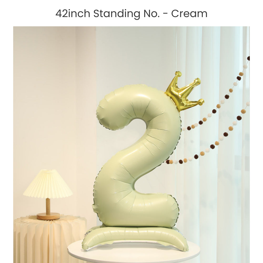 Cream 40 inch standing number balloon with base foil balloon for birthday party decoration