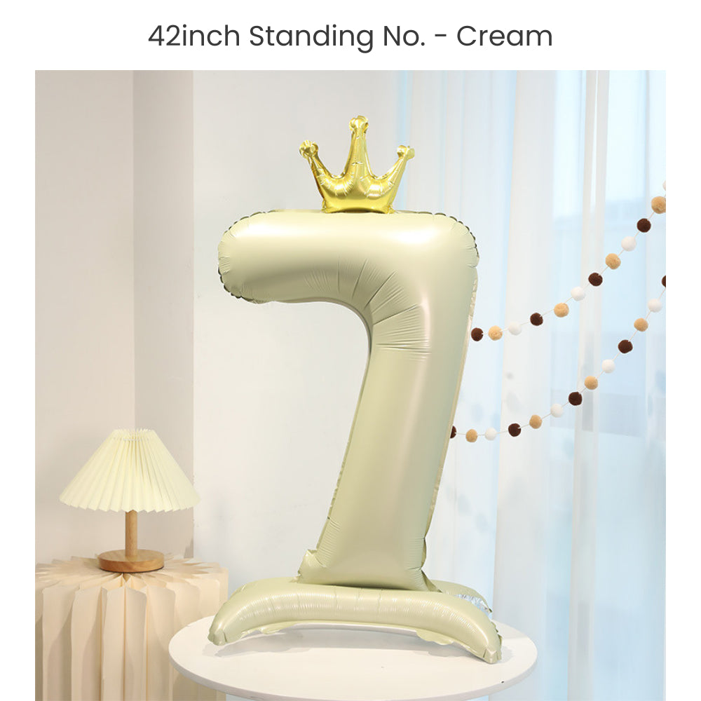 Cream 40 inch standing number balloon with base foil balloon for birthday party decoration
