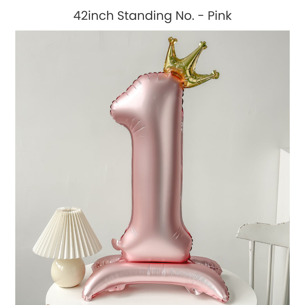 Pink 40 inch standing number balloon with base foil balloon for birthday party decoration