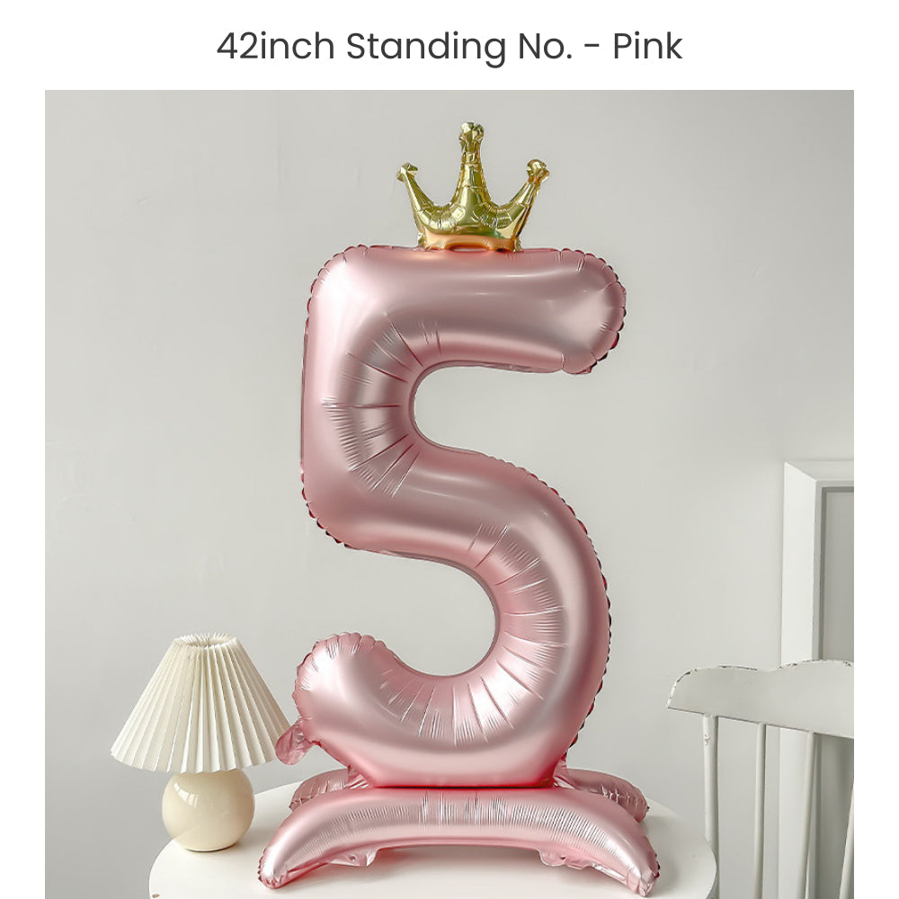 Pink 40 inch standing number balloon with base foil balloon for birthday party decoration