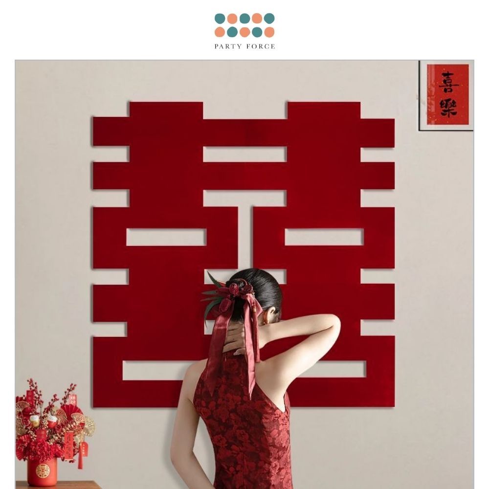 囍 Large Chinese Happiness Word Sticker 120cm Wall Decoration for for Wedding Room Living Room Photo Props