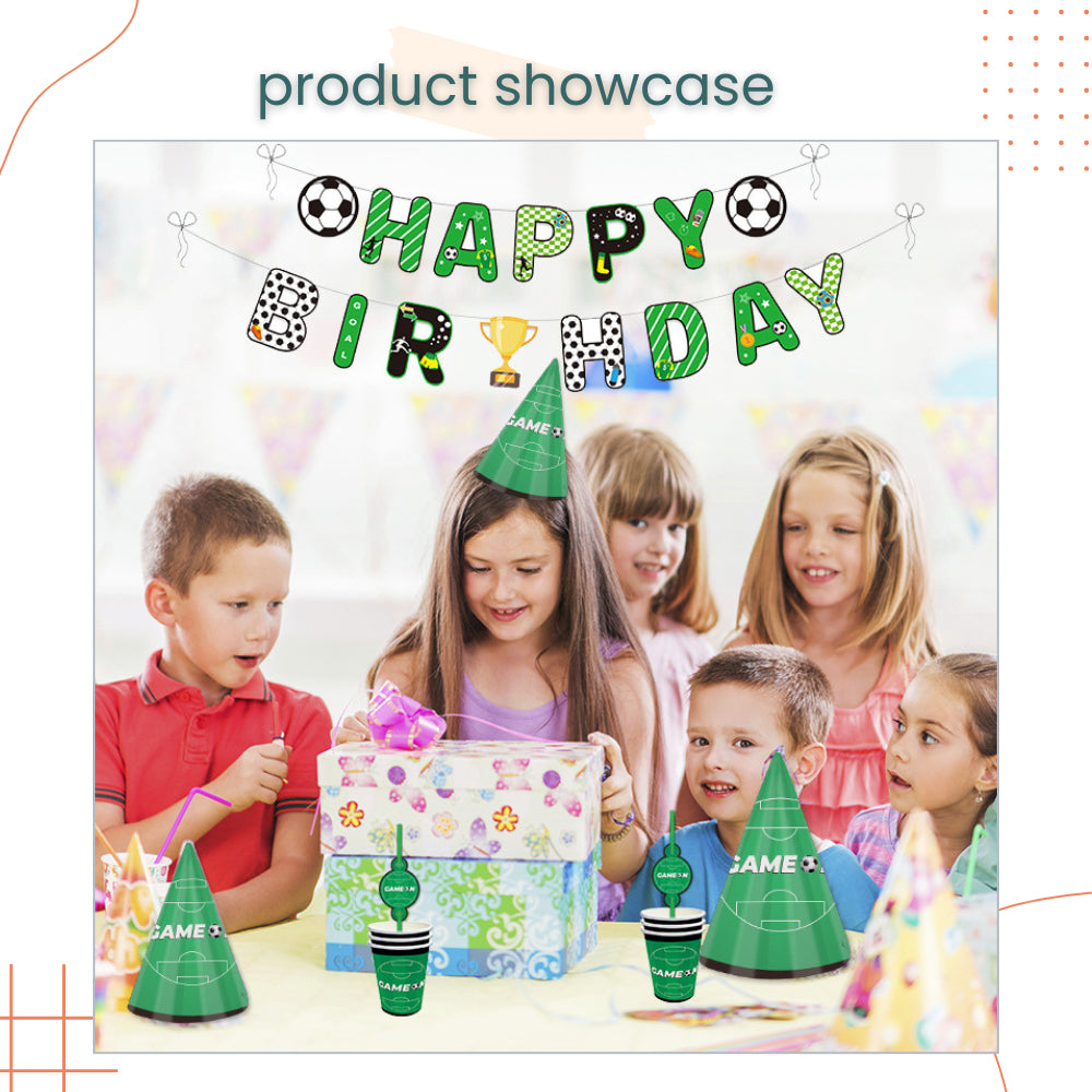 Soccer Theme Disposable Tableware Plates Cups Cutlery Banner Balloon for Birthday Party