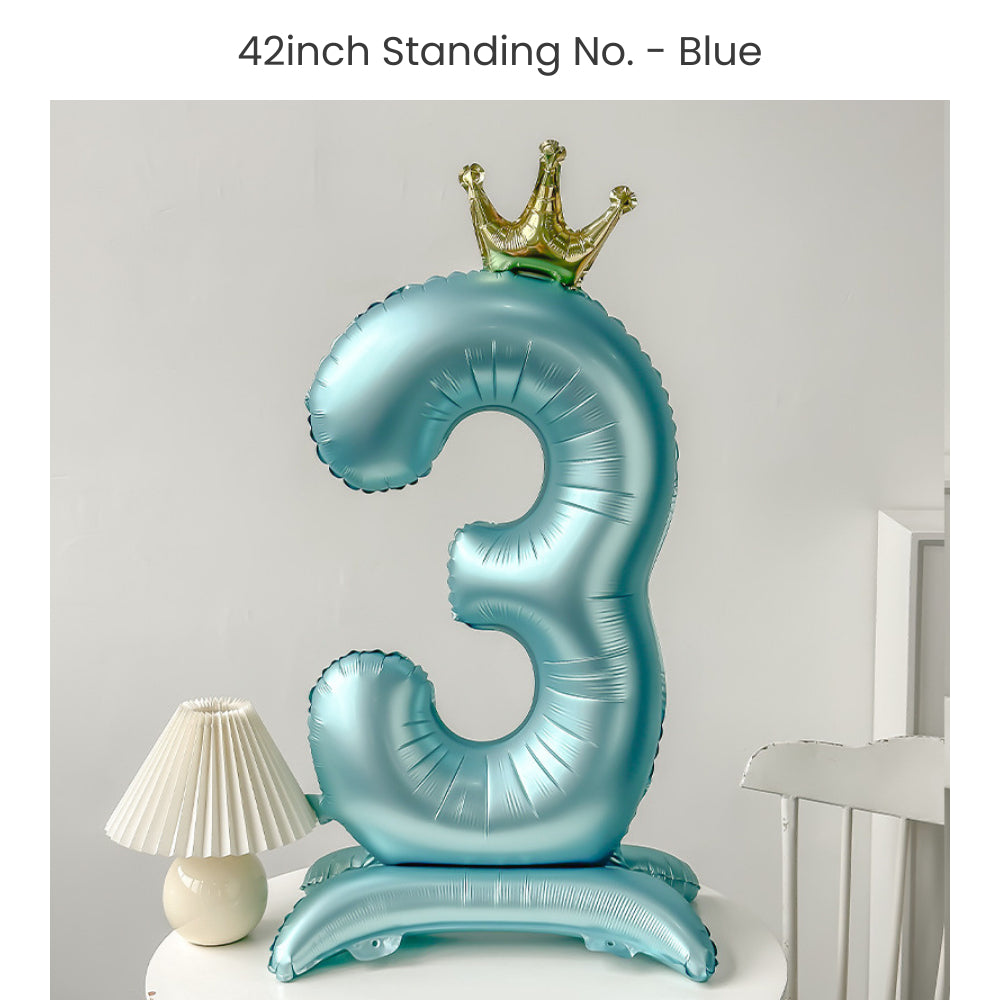 Blue 40 inch standing number balloon with base foil balloon for birthday party decoration