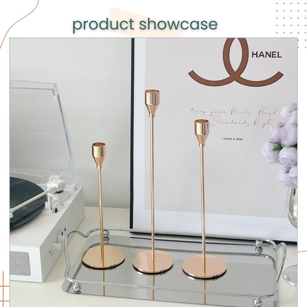 Gold European Style 3pcs set Metal Candlestick Scented Candle for Wedding Birthday Party Living Decoration