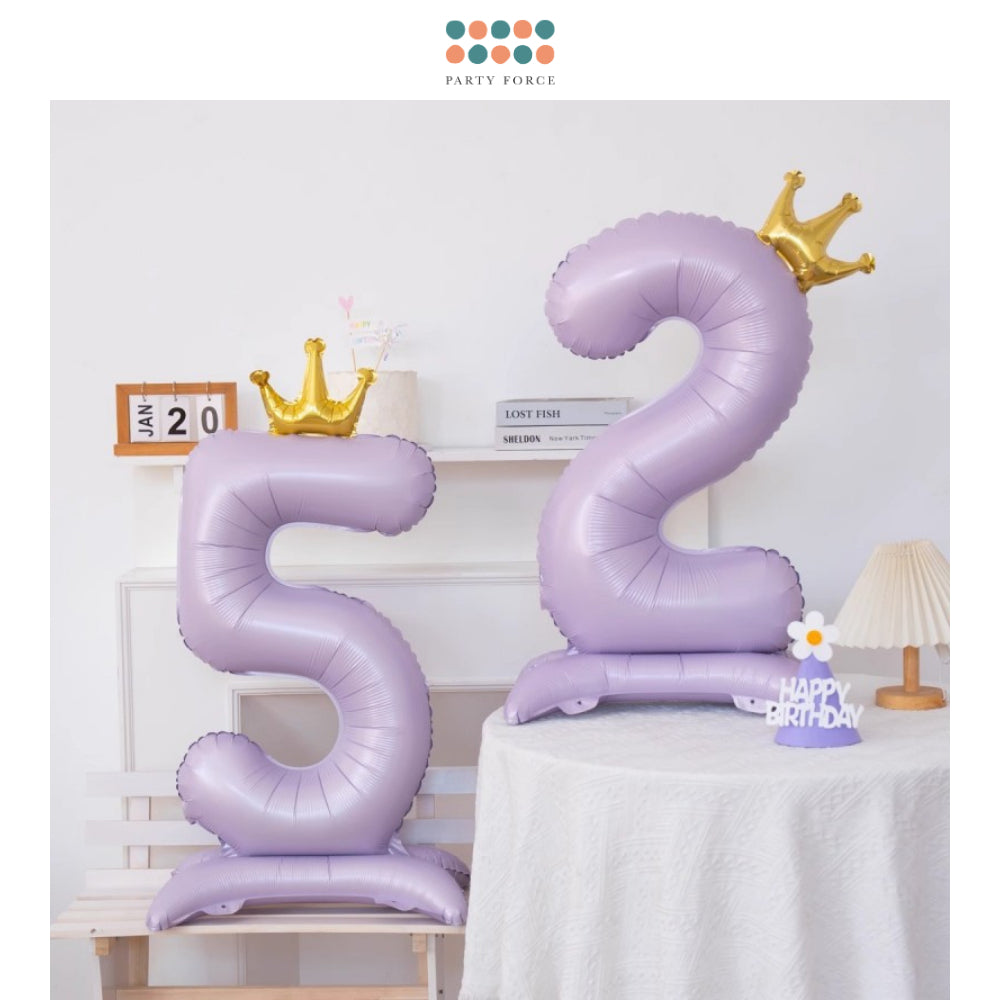 Purple 40 inch standing number balloon with base foil balloon for birthday party decoration
