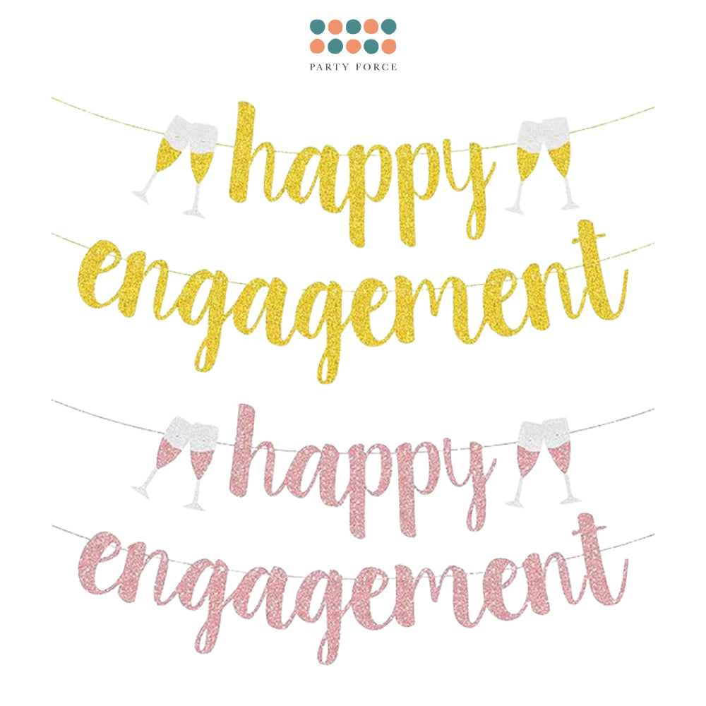 Happy Engagement Champagne Decoration Cardstock Banner