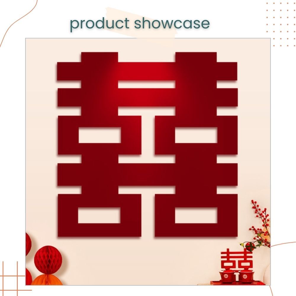 囍 Large Chinese Happiness Word Sticker 120cm Wall Decoration for for Wedding Room Living Room Photo Props