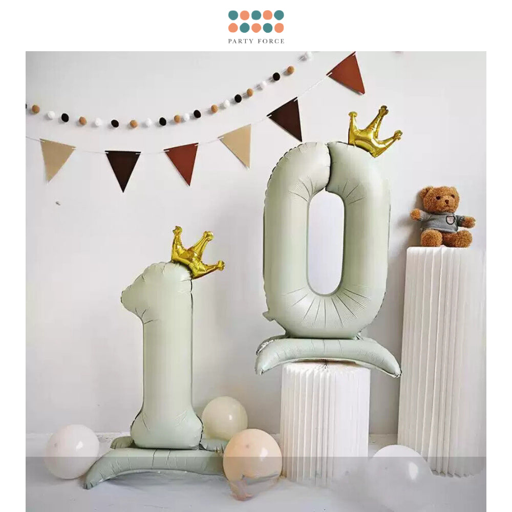 Cream 40 inch standing number balloon with base foil balloon for birthday party decoration