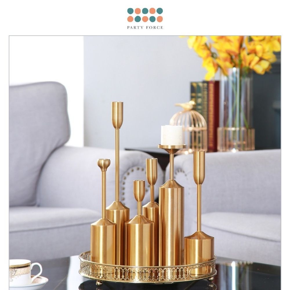 Gold European Style 3pcs set Metal Candlestick Scented Candle for Wedding Birthday Party Living Decoration