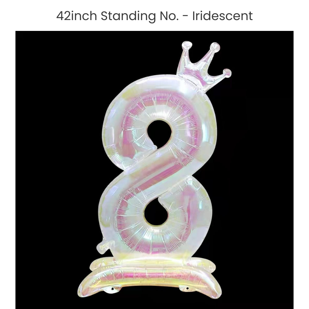Iridescent 40 inch standing number balloon with base foil balloon for birthday party decoration