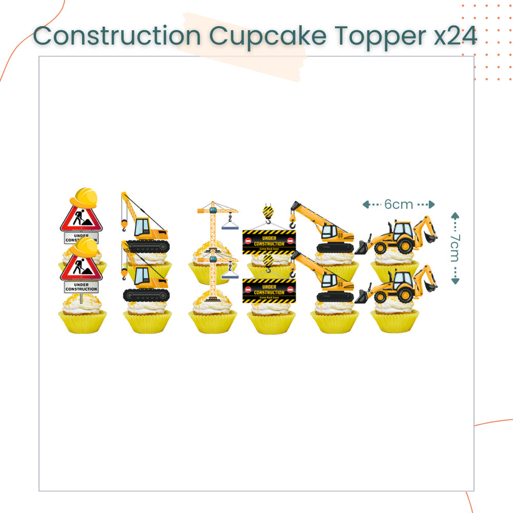 Construction Theme Disposable Tableware Banner Balloon Birthday Decoration for Party Events