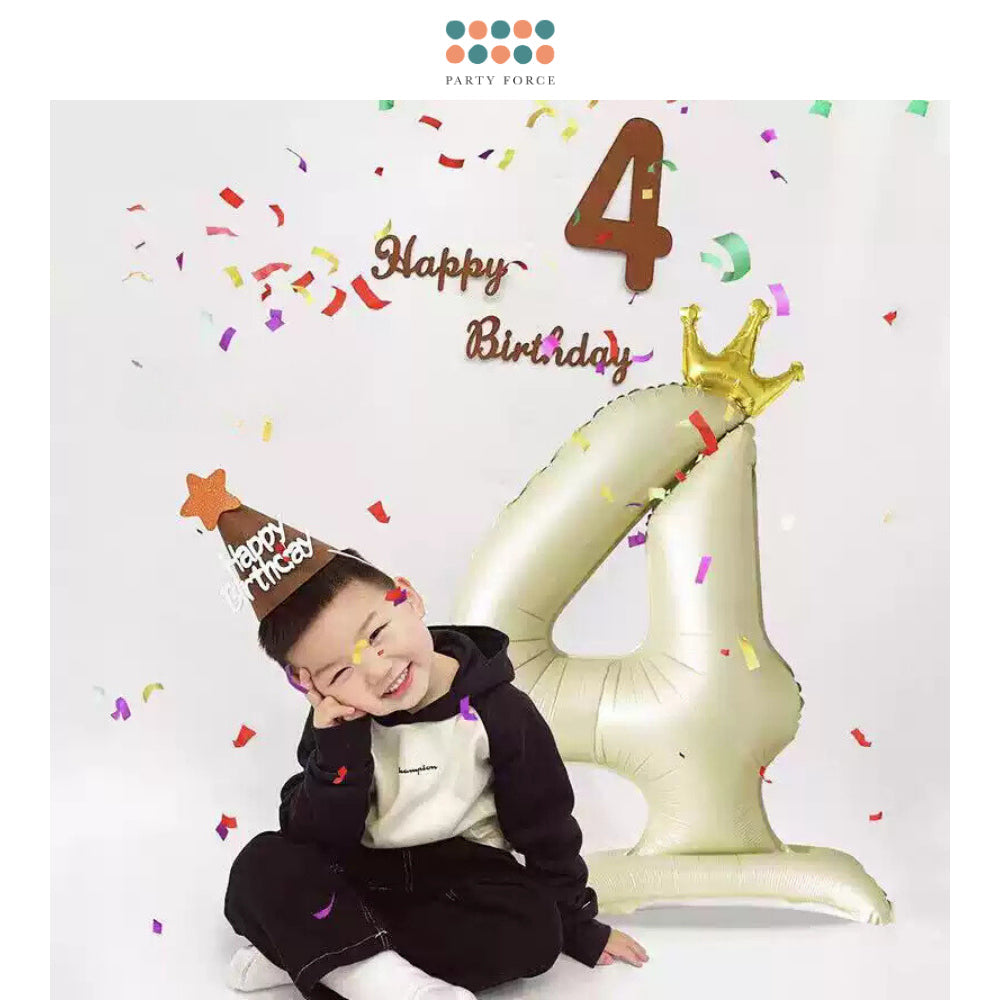 Cream 40 inch standing number balloon with base foil balloon for birthday party decoration