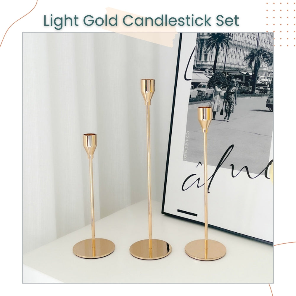 Gold European Style 3pcs set Metal Candlestick Scented Candle for Wedding Birthday Party Living Decoration