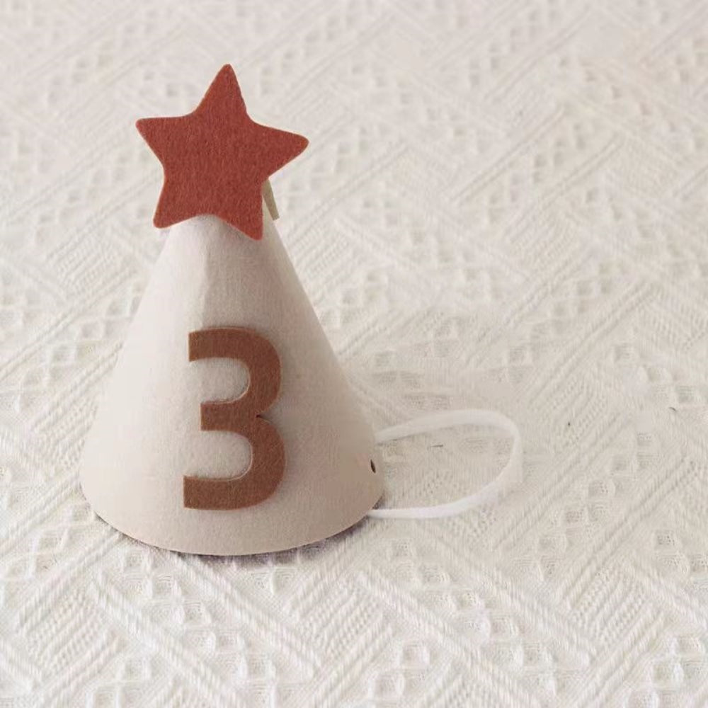 Beige Star Felt Party Hat half birthday 30 days 100 days birthday party decoration