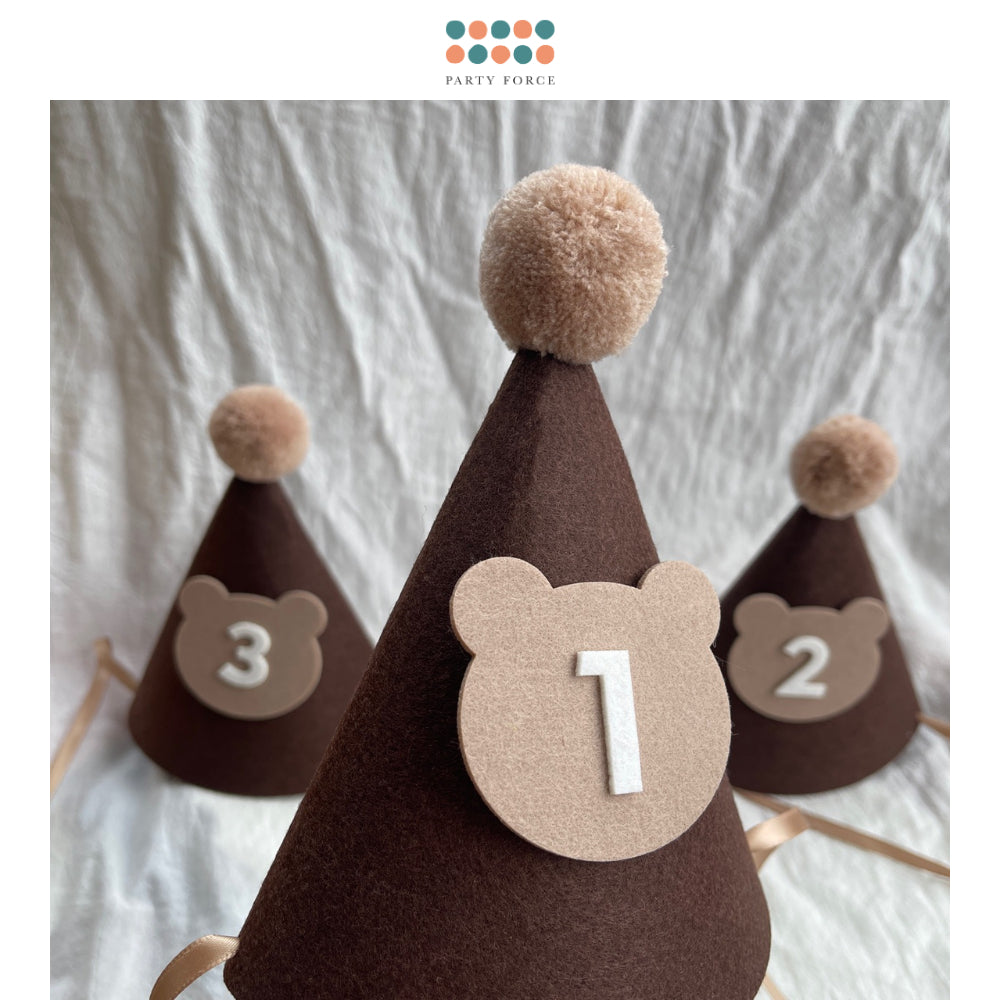 Bear Party Hat Felt material half birthday 100 days birthday party decoration