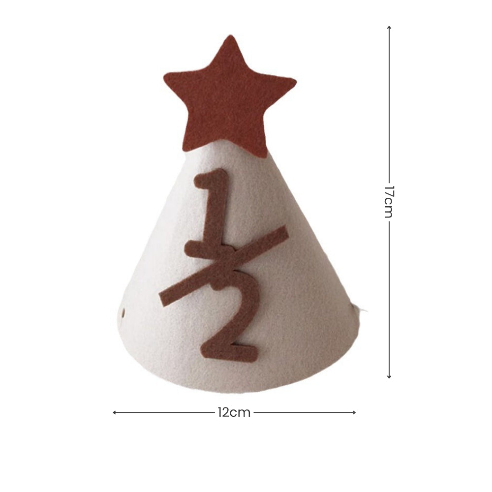 Beige Star Felt Party Hat half birthday 30 days 100 days birthday party decoration