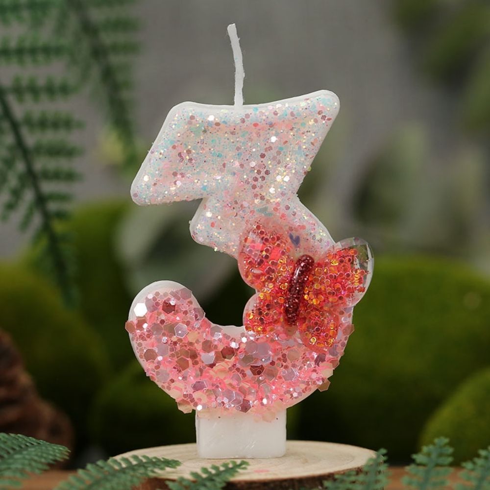 Fancy Crystal Butterfly Number Candle for birthday party cake decoration