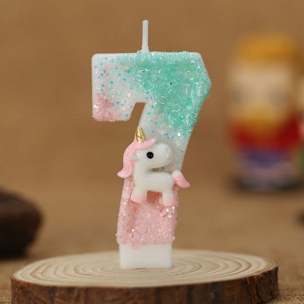 Fancy Cute Unicorn Number Candle for birthday party cake decoration