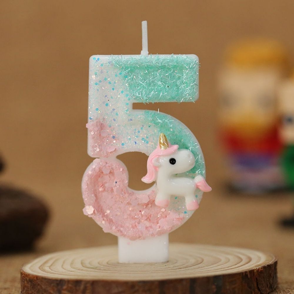 Fancy Cute Unicorn Number Candle for birthday party cake decoration