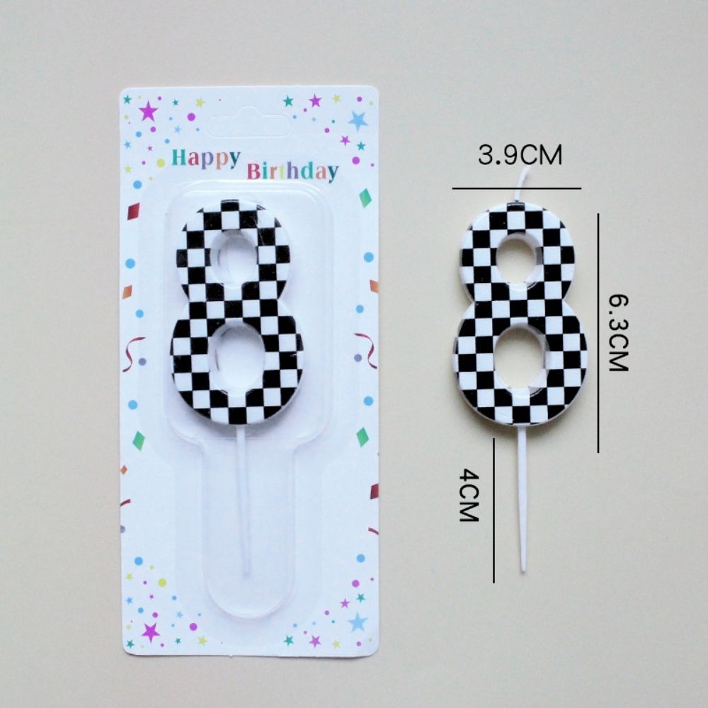 Checked Racing Theme Number Candle
