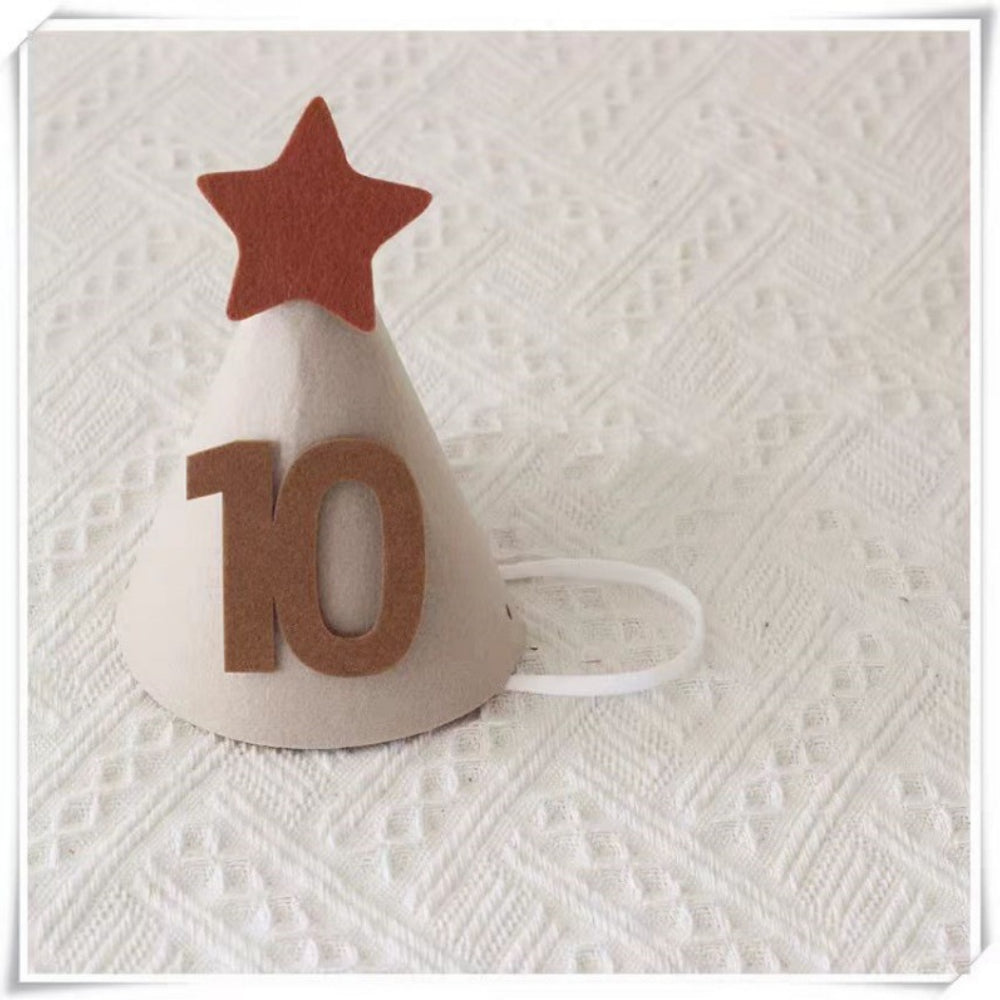 Beige Star Felt Party Hat half birthday 30 days 100 days birthday party decoration