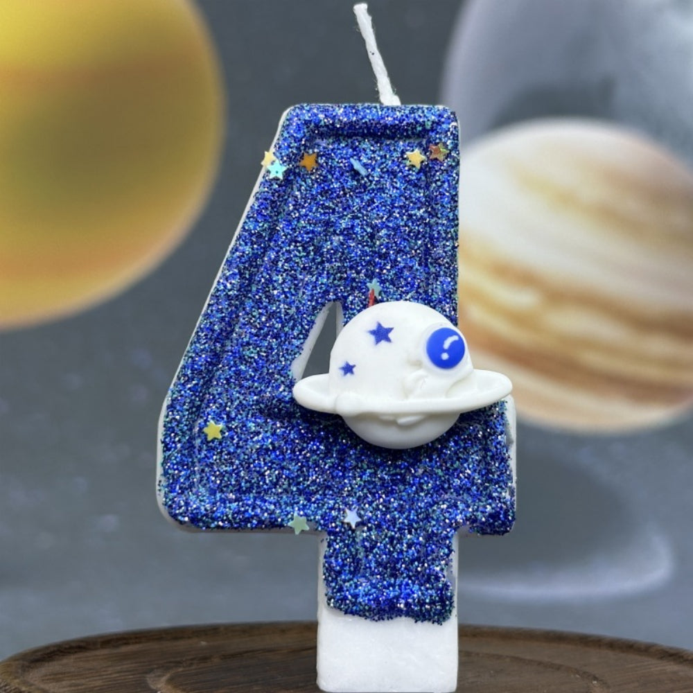 Premium Space Theme number candle for birthday cake decoration