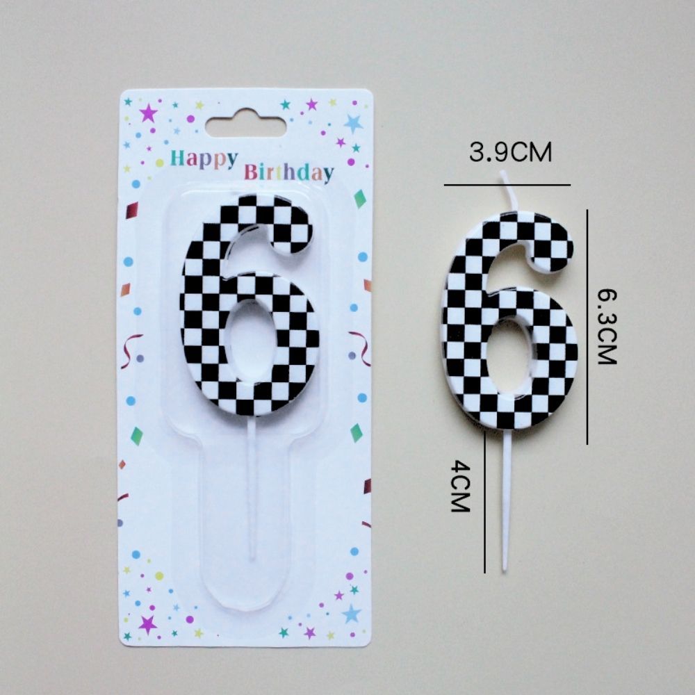 Checked Racing Theme Number Candle